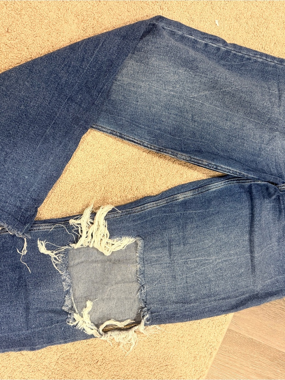 Abercrombie & Fitch Distressed Blue Straight Leg Jeans